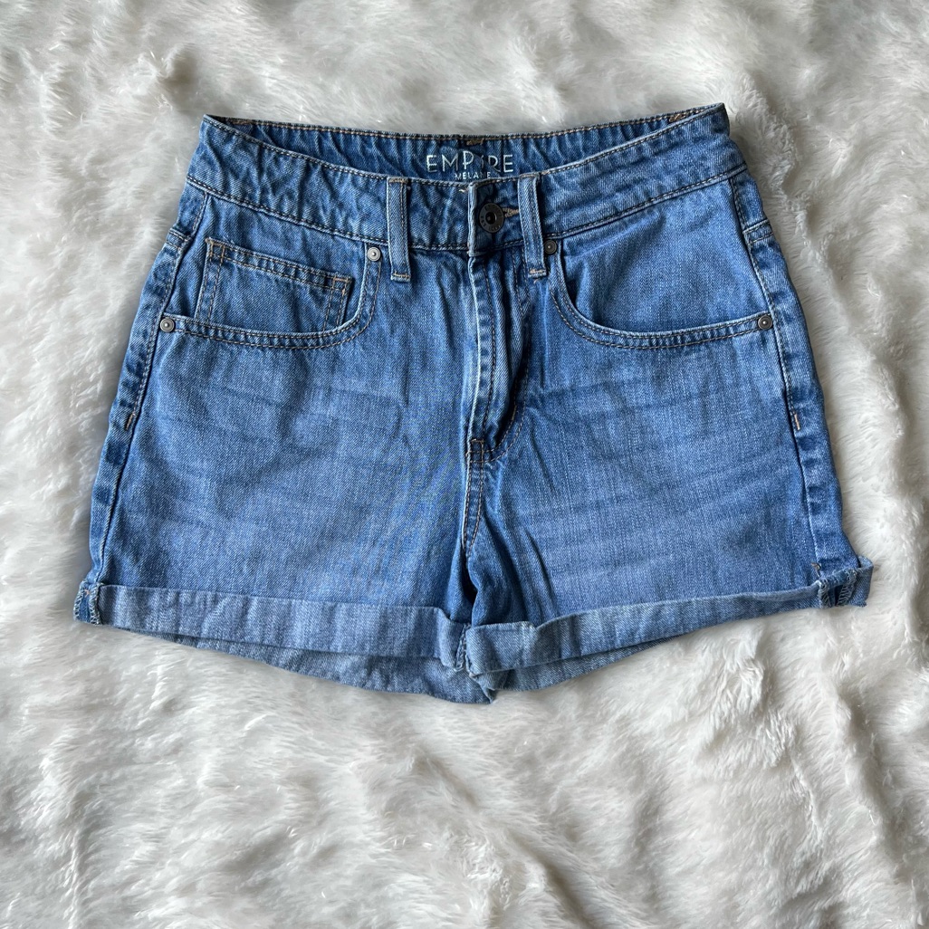 Empyre Melanie High Waist Cuffed Denim Shorts 2” Regular Wash Women’s Size 0